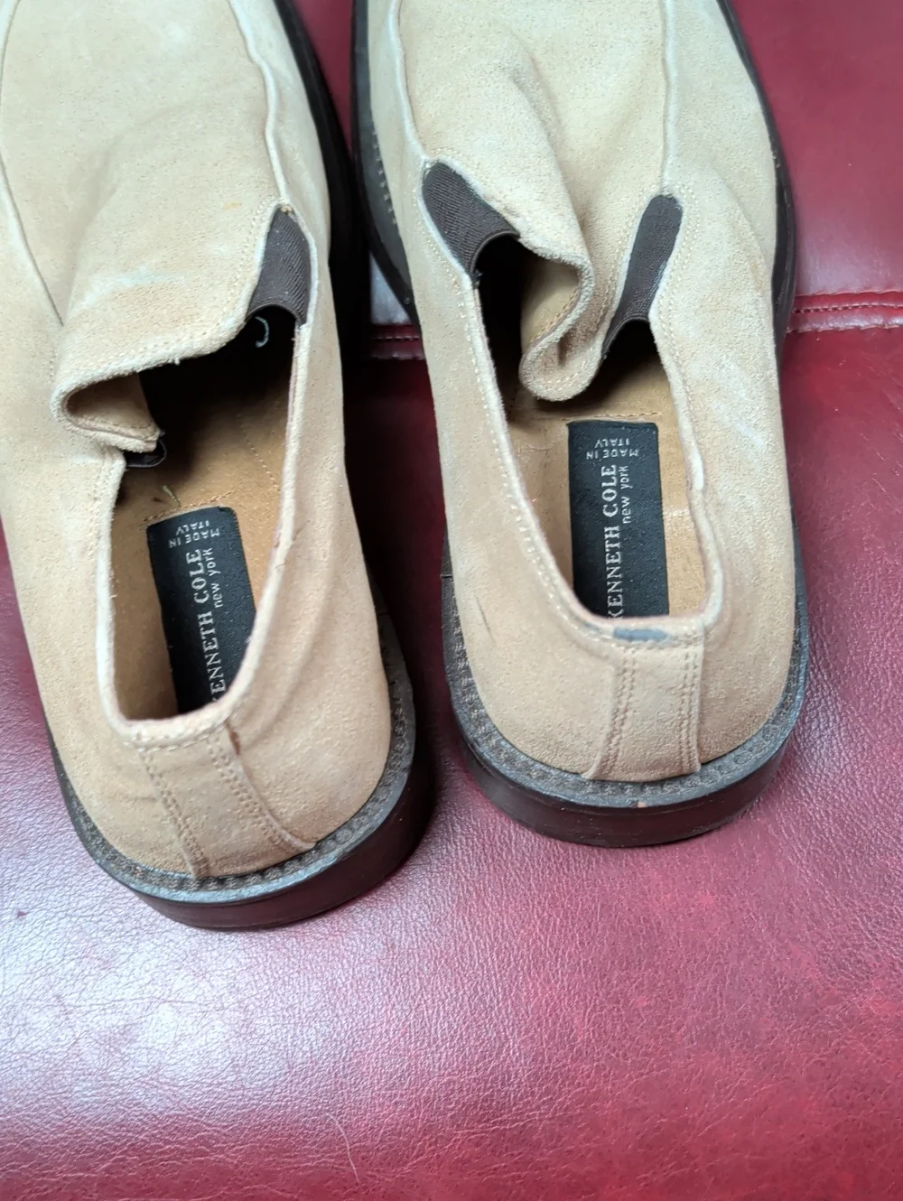 Kenneth Cole Beige Leather Suede Slip-On Loafers Dress Shoes Men's 11